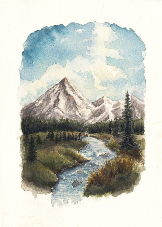 Mountain Meadow Giclee Watercolor Print