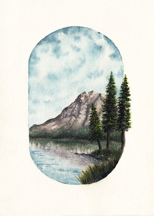 Alpine Lake Original Watercolor