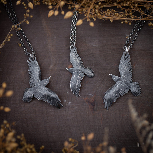 Sterling Silver Raven Necklaces
