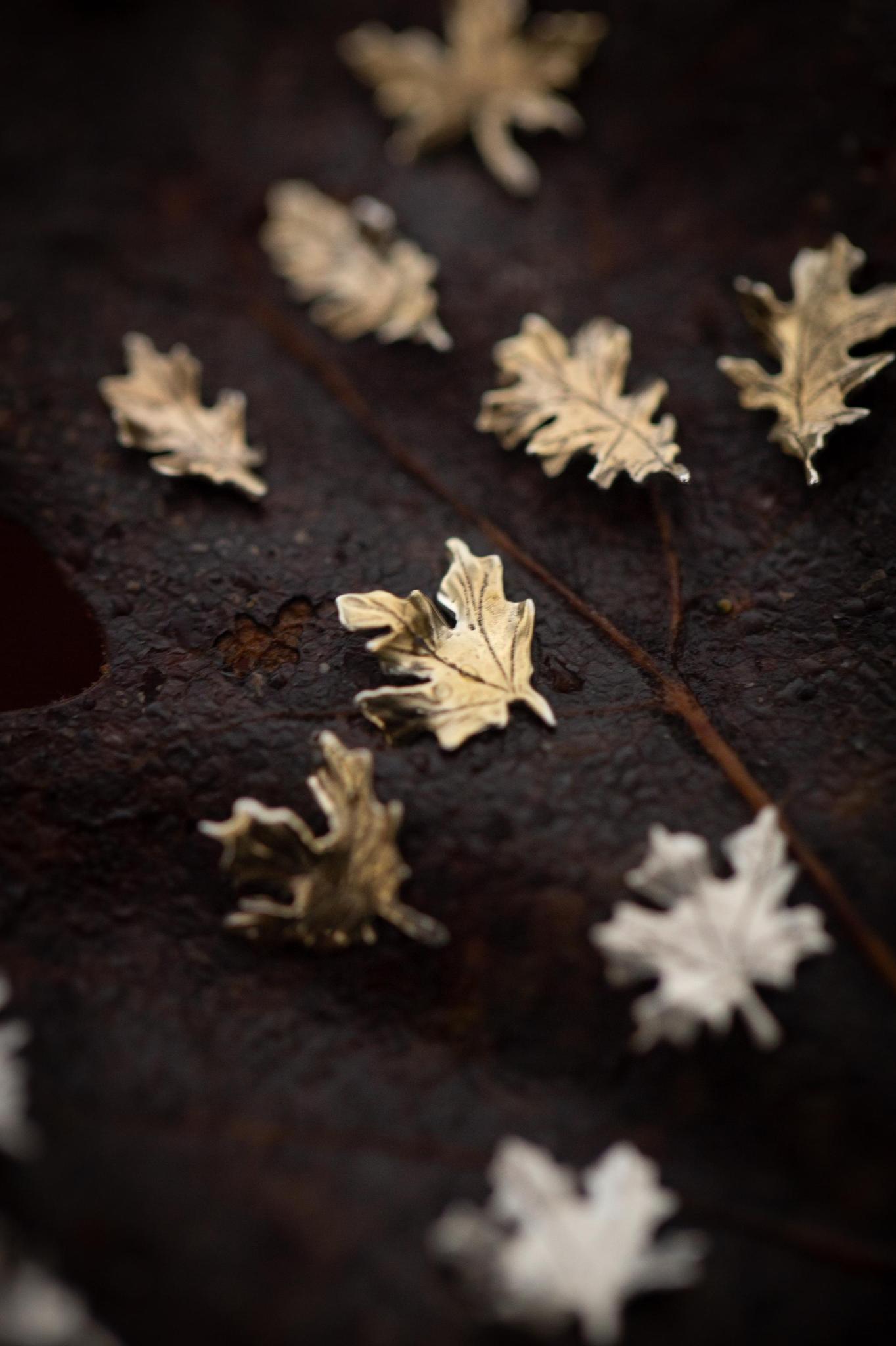 Woodland Stud Leaf Earrings in Sterling Silver
