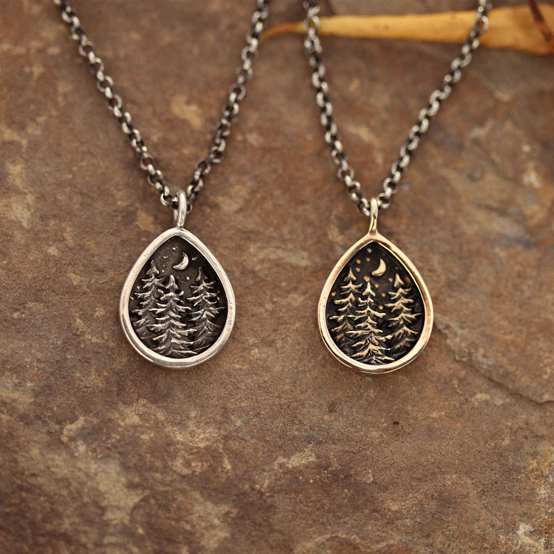 Nightfall Forest Necklace in Sterling Silver or Bronze