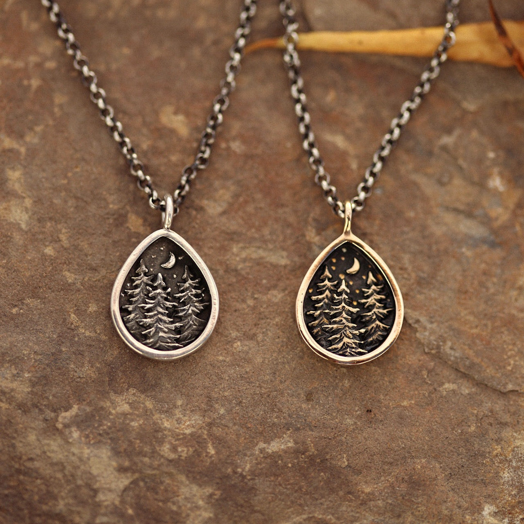 Nightfall Forest Necklace in Sterling Silver or Bronze