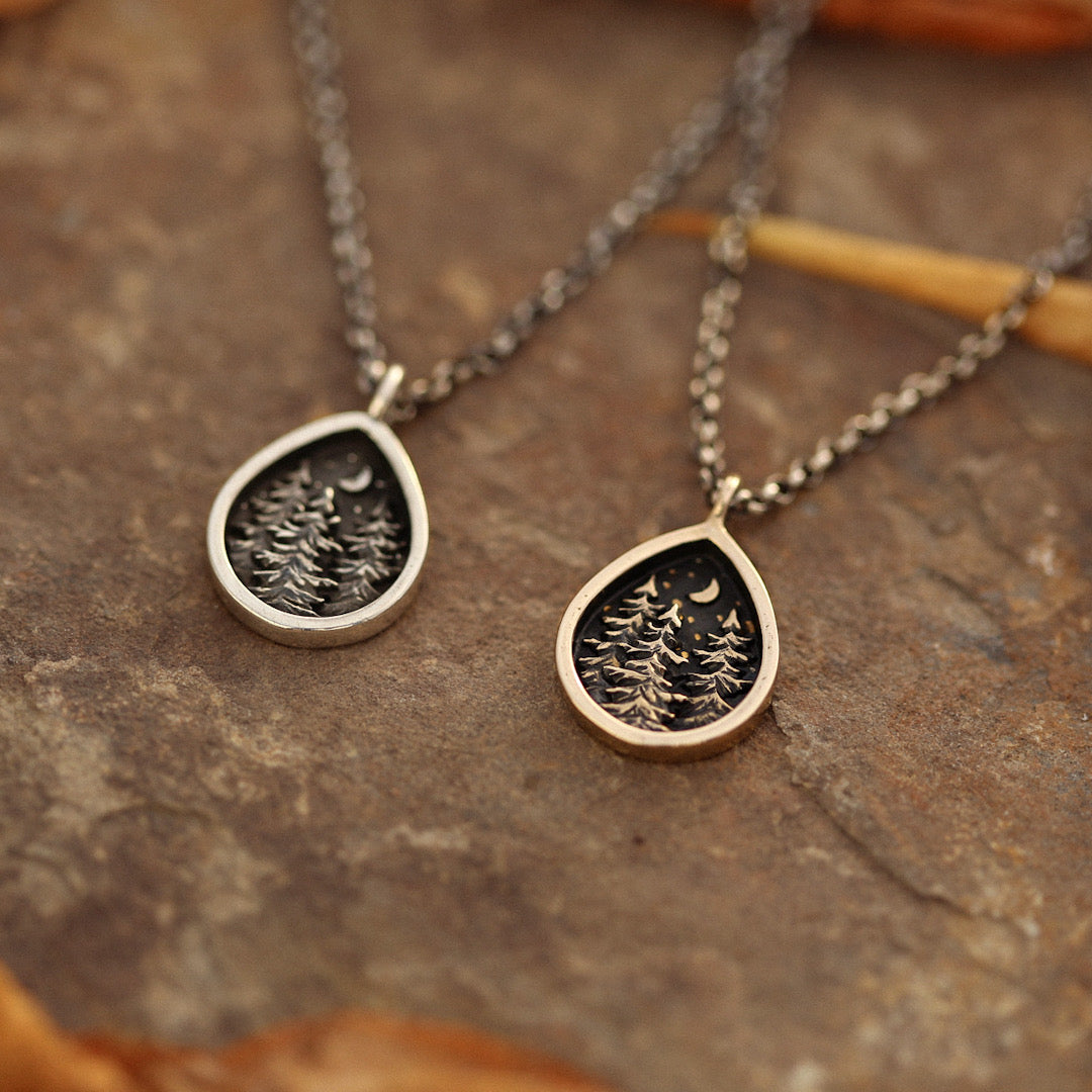 Nightfall Forest Necklace in Sterling Silver or Bronze