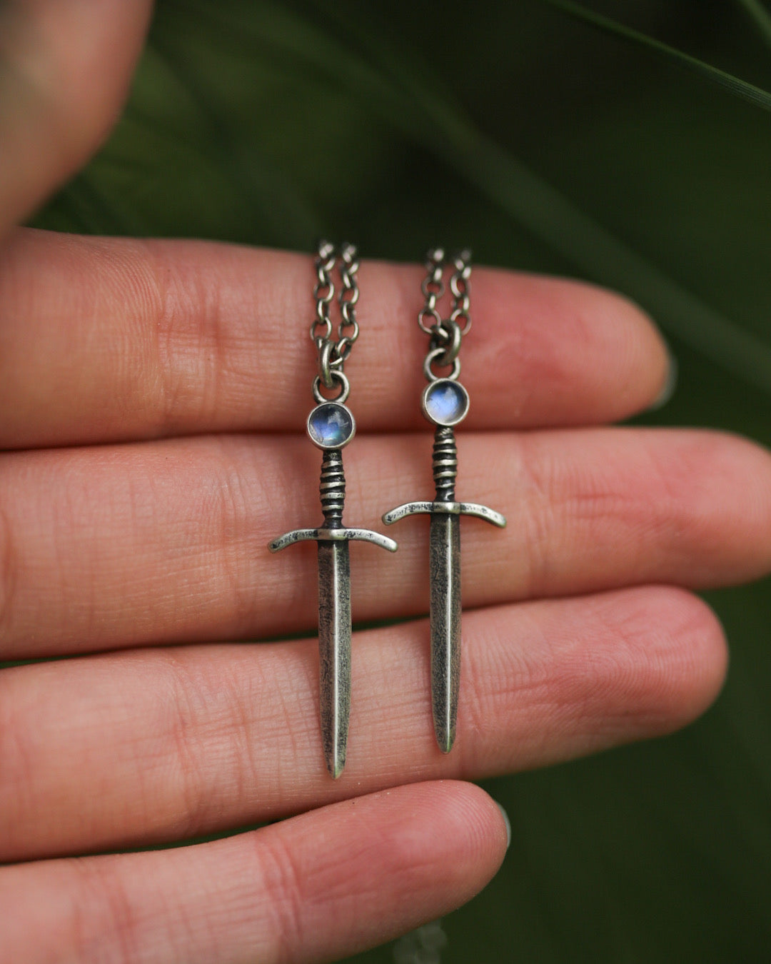 *Made-To-Order* Moonstone Sword Necklace Sterling Silver