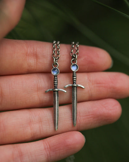 *Made-To-Order* Moonstone Sword Necklace Sterling Silver