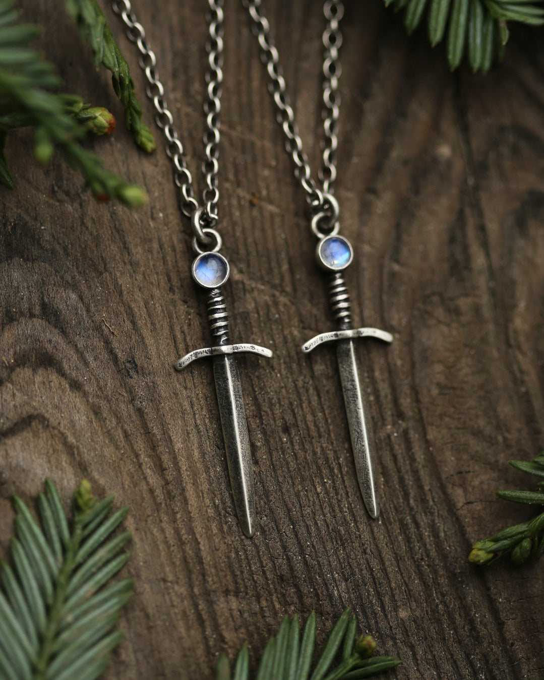 *Made-To-Order* Moonstone Sword Necklace Sterling Silver