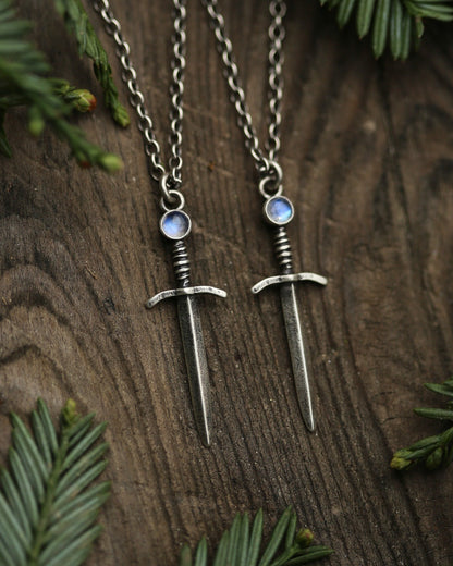 *Made-To-Order* Moonstone Sword Necklace Sterling Silver