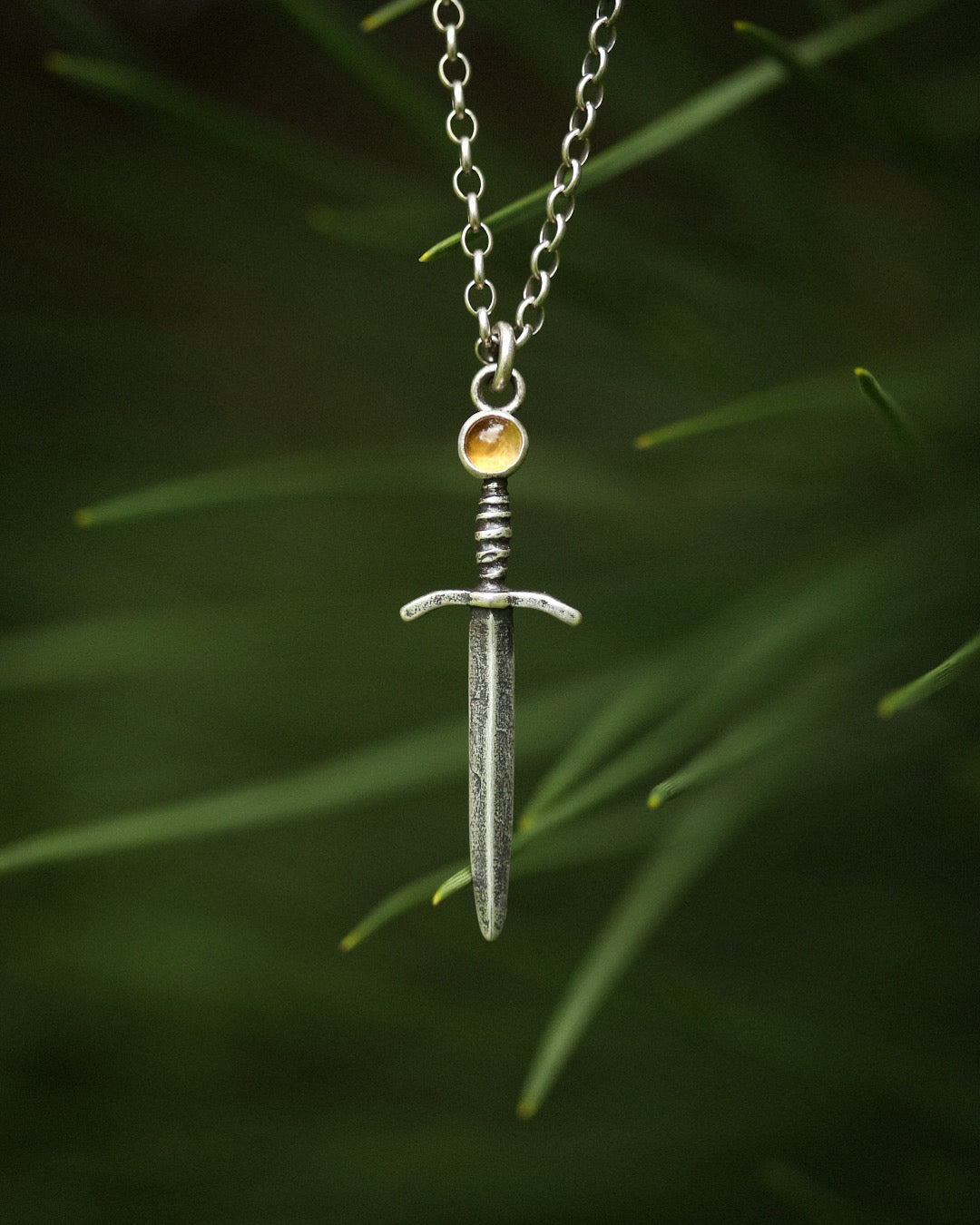 *Made-To-Order* The Fireheart Sword Necklace - Sterling Silver & Citrine