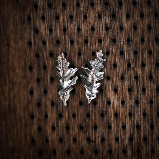 Oak Leaf Sterling Silver Stud Earrings