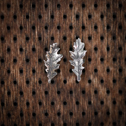 Oak Leaf Sterling Silver Stud Earrings