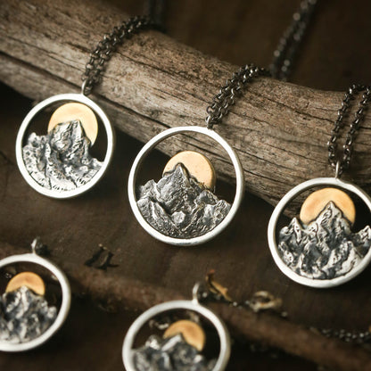 Encircle- Sterling Silver and 24k Gold Accented Mountain Necklaces