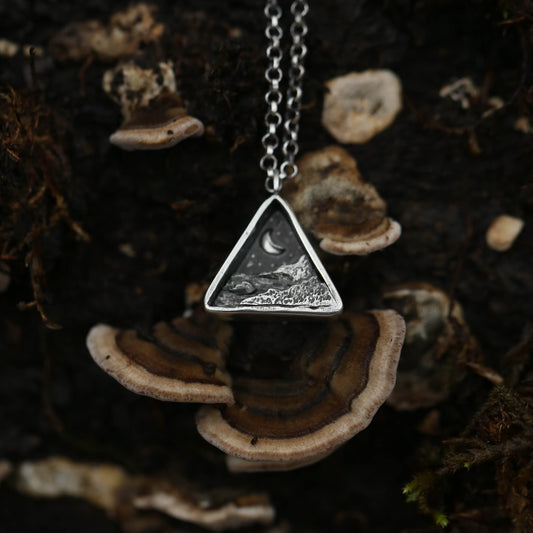 Coastal Moon Sterling Silver Triangle Miniscape Necklace