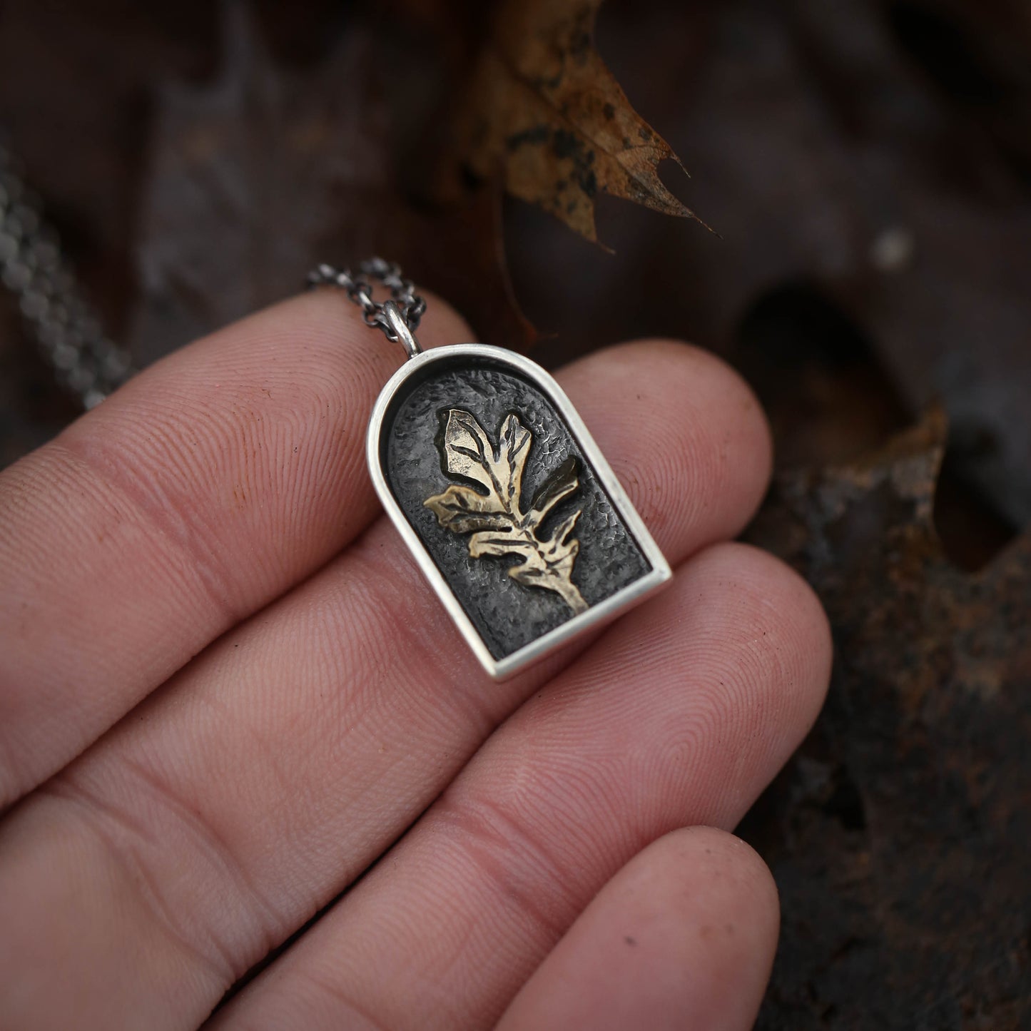 Sacred Oak Sterling Silver and Brass Necklace