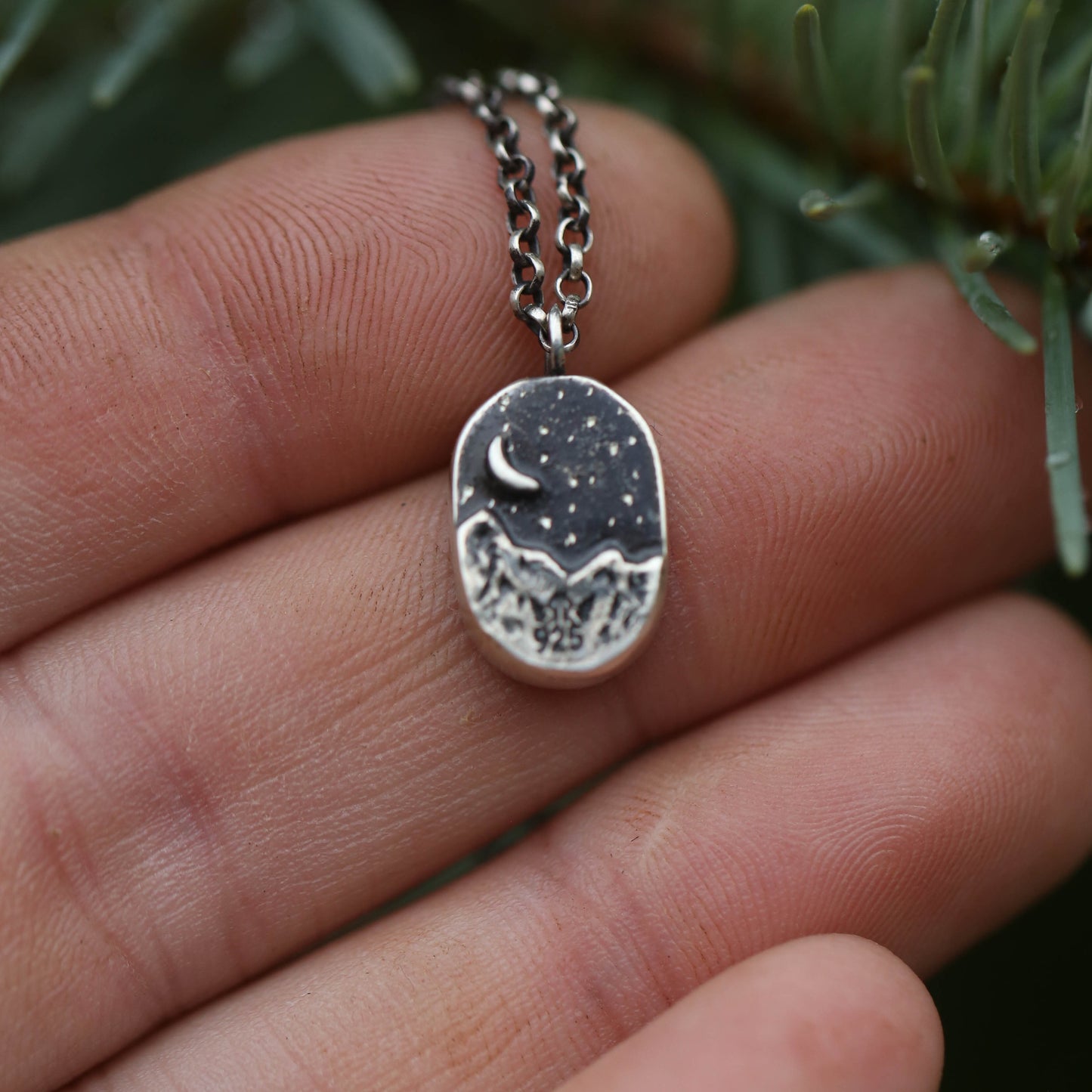 Nightfall- Sterling Silver Forest Miniscape Pendant