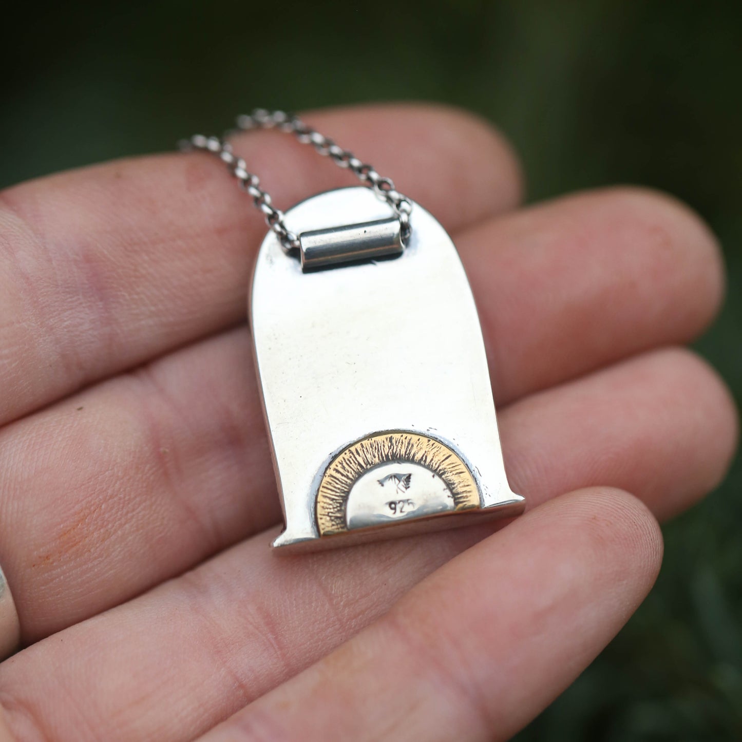 Evergreen Shrine- Sterling Silver, 24k Gold and Brass Necklace