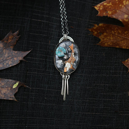 Koi Pond Sterling Silver and Copper Resin Pendant