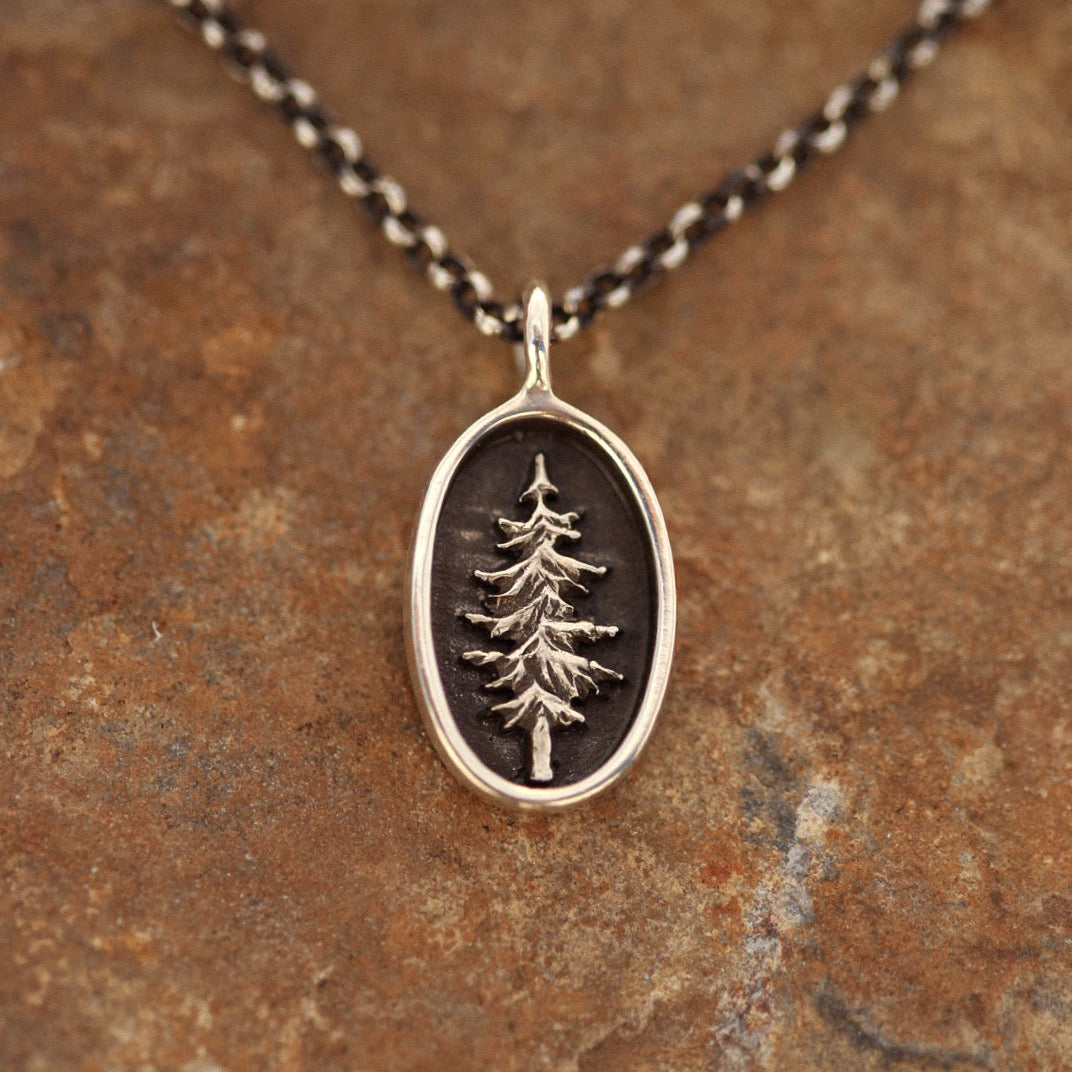 Lone Pine Pendant - Oval - Silver or Bronze