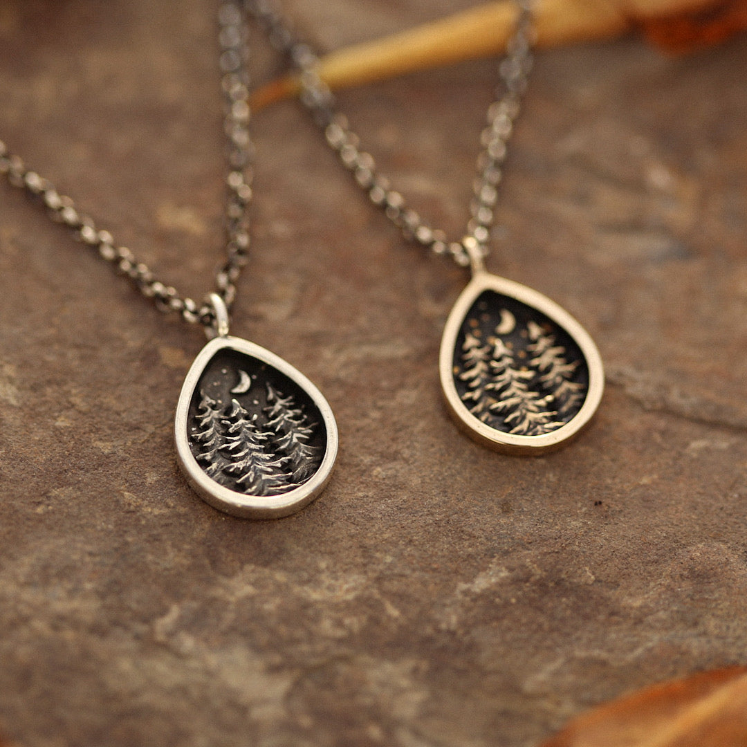 Nightfall Forest Necklace in Sterling Silver or Bronze