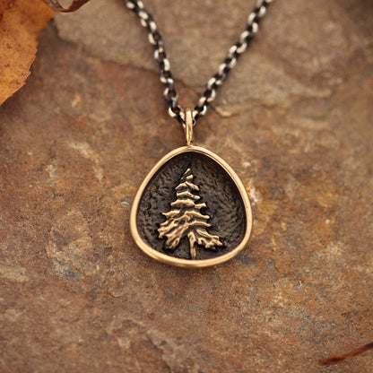 Trillion Pine Tree Necklace in Sterling Silver or Bronze